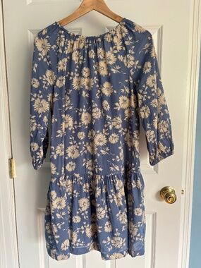 Gap blue and tan flowered dress
